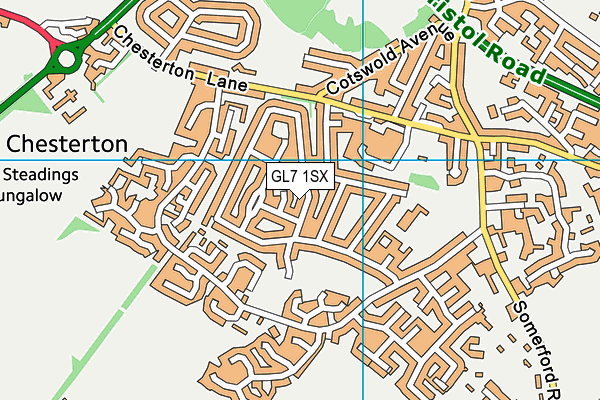 GL7 1SX map - OS VectorMap District (Ordnance Survey)