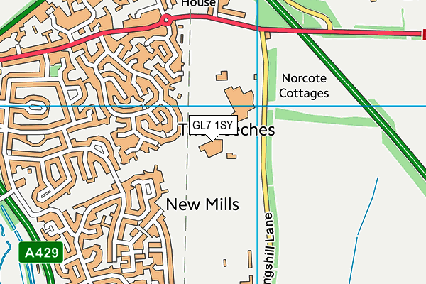 Kingshill Sports Complex map (GL7 1SY) - OS VectorMap District (Ordnance Survey)
