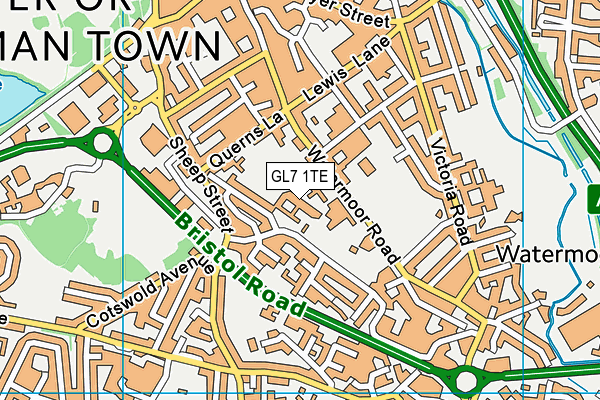 GL7 1TE map - OS VectorMap District (Ordnance Survey)