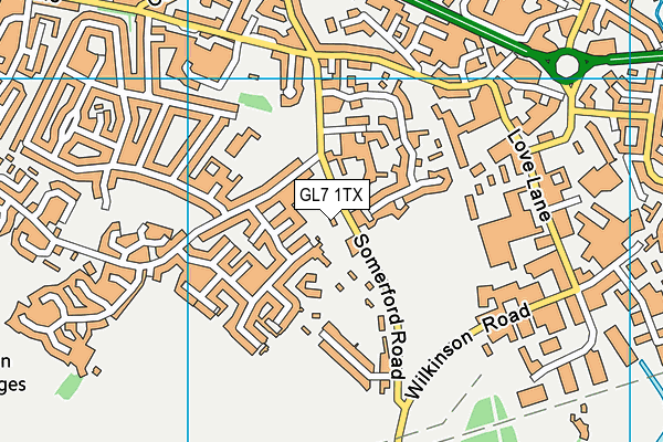 GL7 1TX map - OS VectorMap District (Ordnance Survey)