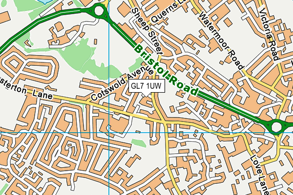 GL7 1UW map - OS VectorMap District (Ordnance Survey)