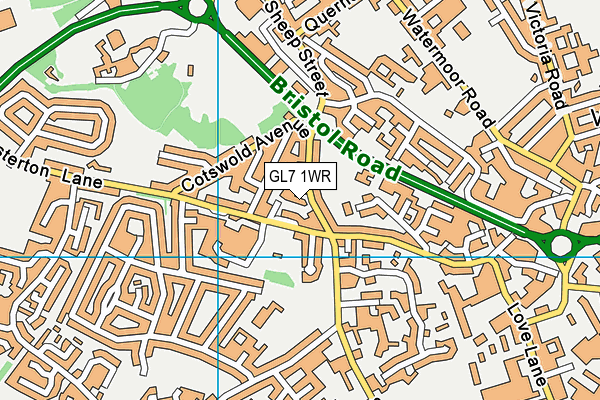 GL7 1WR map - OS VectorMap District (Ordnance Survey)