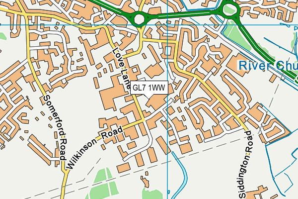 GL7 1WW map - OS VectorMap District (Ordnance Survey)