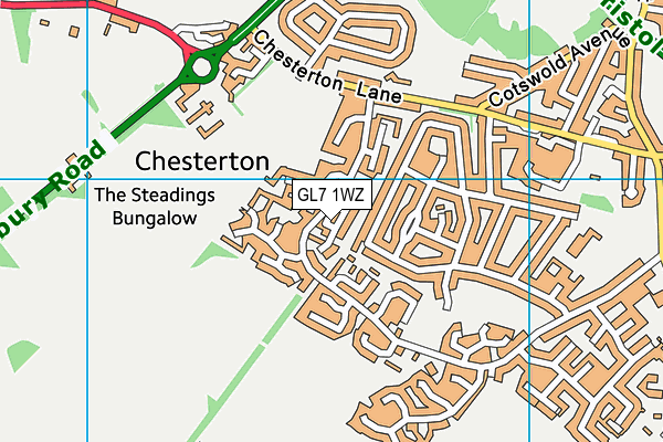 GL7 1WZ map - OS VectorMap District (Ordnance Survey)