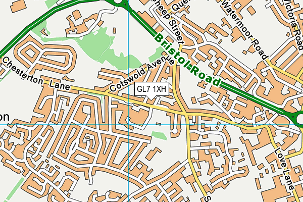 GL7 1XH map - OS VectorMap District (Ordnance Survey)