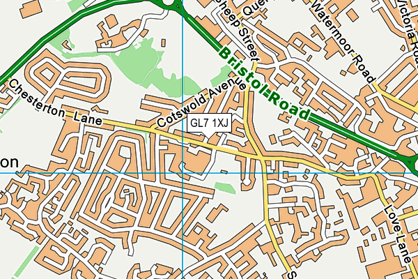 GL7 1XJ map - OS VectorMap District (Ordnance Survey)