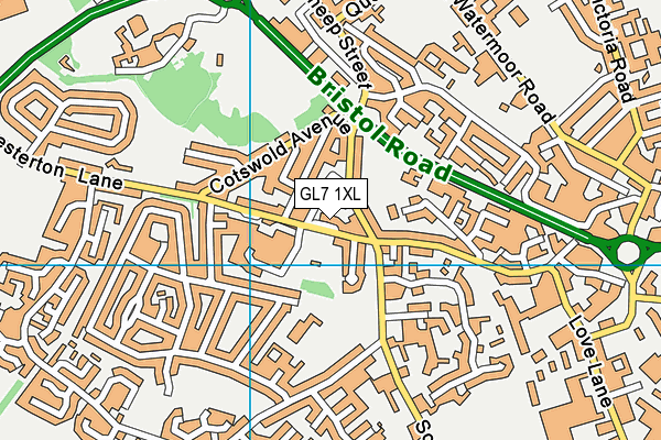 GL7 1XL map - OS VectorMap District (Ordnance Survey)