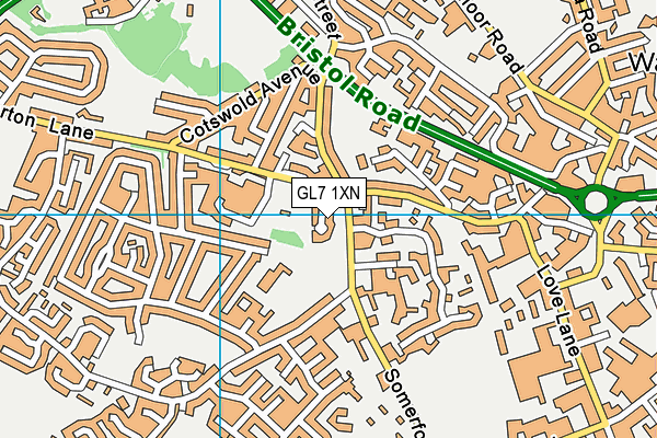 GL7 1XN map - OS VectorMap District (Ordnance Survey)