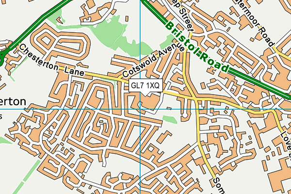 GL7 1XQ map - OS VectorMap District (Ordnance Survey)