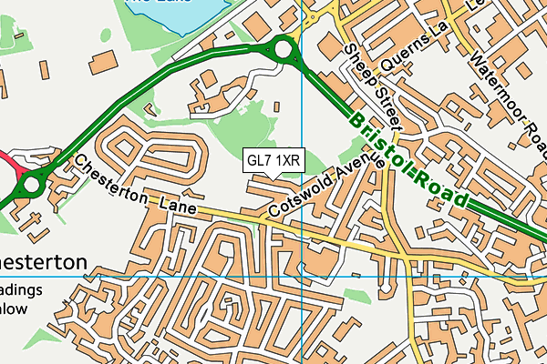 GL7 1XR map - OS VectorMap District (Ordnance Survey)