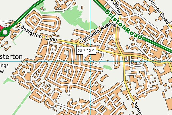 GL7 1XZ map - OS VectorMap District (Ordnance Survey)