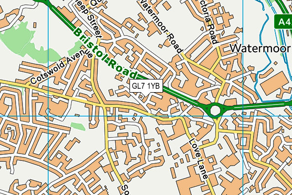 GL7 1YB map - OS VectorMap District (Ordnance Survey)