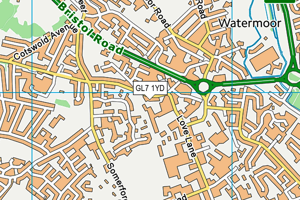 GL7 1YD map - OS VectorMap District (Ordnance Survey)