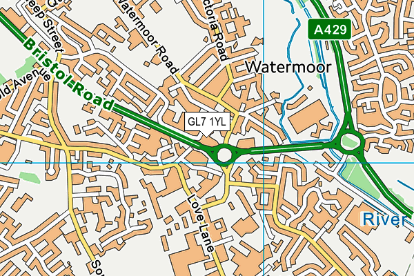 GL7 1YL map - OS VectorMap District (Ordnance Survey)