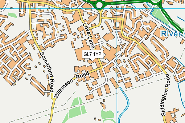 GL7 1YP map - OS VectorMap District (Ordnance Survey)