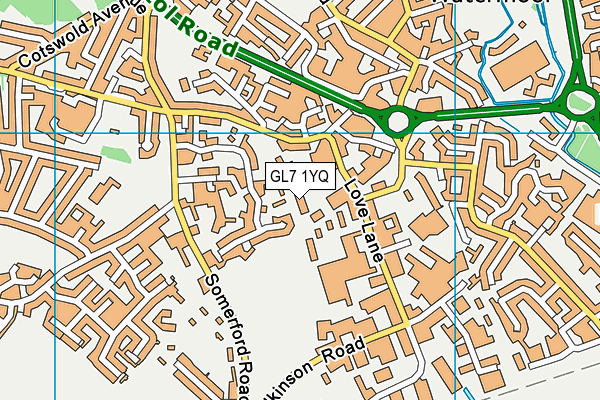 GL7 1YQ map - OS VectorMap District (Ordnance Survey)