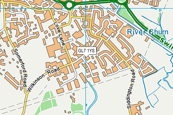 GL7 1YS map - OS VectorMap District (Ordnance Survey)