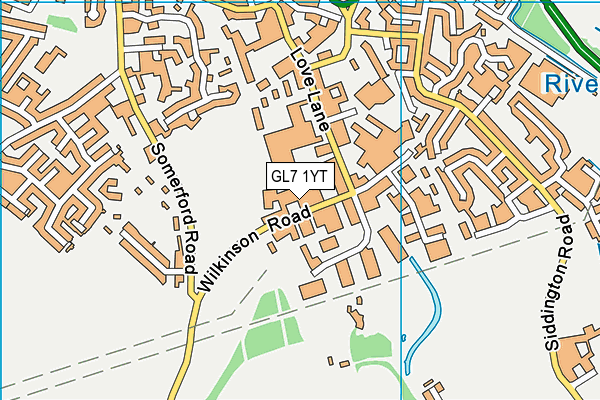 GL7 1YT map - OS VectorMap District (Ordnance Survey)