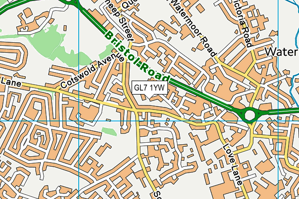 GL7 1YW map - OS VectorMap District (Ordnance Survey)