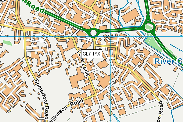 GL7 1YX map - OS VectorMap District (Ordnance Survey)