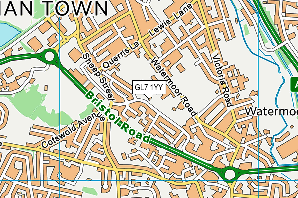 GL7 1YY map - OS VectorMap District (Ordnance Survey)