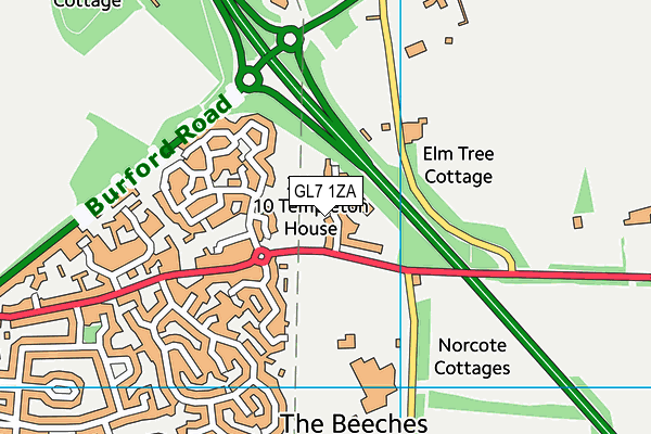 GL7 1ZA map - OS VectorMap District (Ordnance Survey)