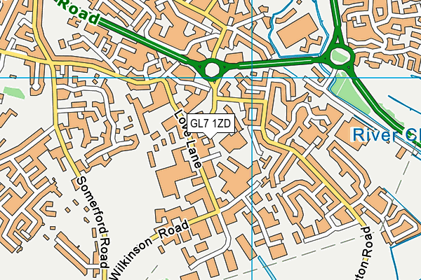 GL7 1ZD map - OS VectorMap District (Ordnance Survey)