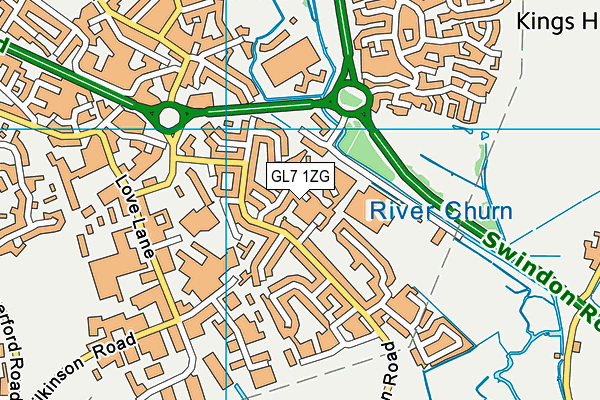 GL7 1ZG map - OS VectorMap District (Ordnance Survey)
