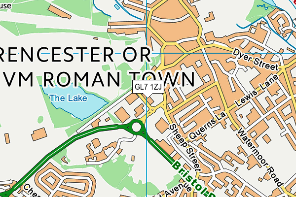 GL7 1ZJ map - OS VectorMap District (Ordnance Survey)