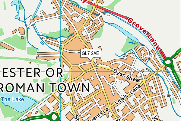 GL7 2AE map - OS VectorMap District (Ordnance Survey)