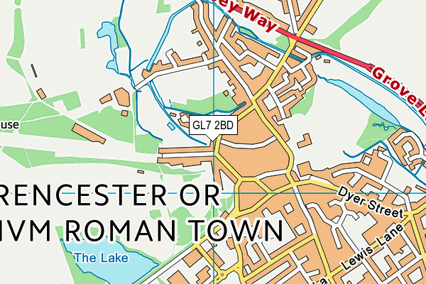 GL7 2BD map - OS VectorMap District (Ordnance Survey)