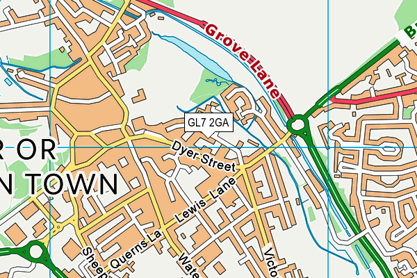 GL7 2GA map - OS VectorMap District (Ordnance Survey)