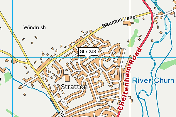 GL7 2JS map - OS VectorMap District (Ordnance Survey)