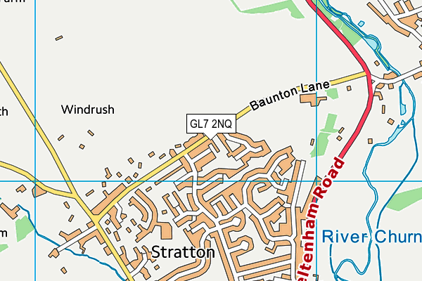 Baunton Lane Playing Field map (GL7 2NQ) - OS VectorMap District (Ordnance Survey)