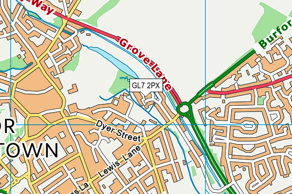 GL7 2PX map - OS VectorMap District (Ordnance Survey)