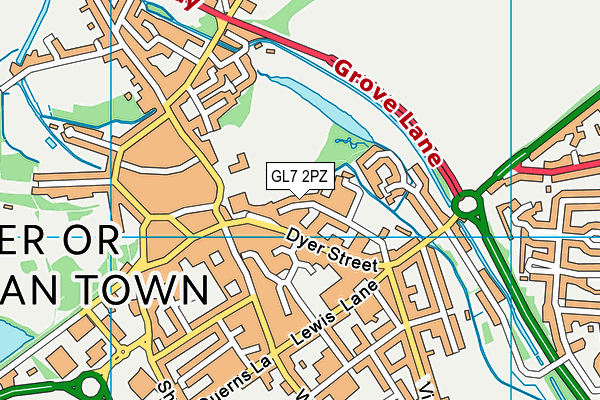 GL7 2PZ map - OS VectorMap District (Ordnance Survey)