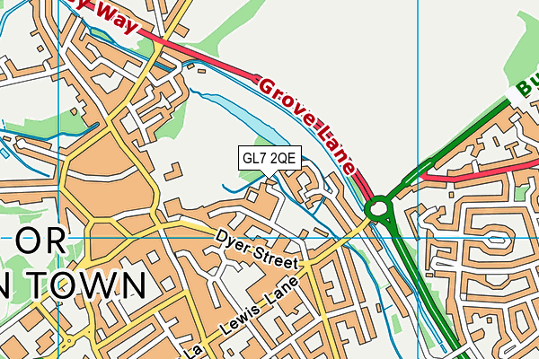 GL7 2QE map - OS VectorMap District (Ordnance Survey)