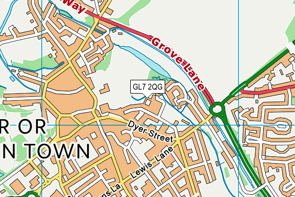 GL7 2QG map - OS VectorMap District (Ordnance Survey)