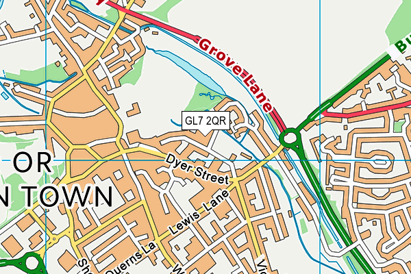GL7 2QR map - OS VectorMap District (Ordnance Survey)