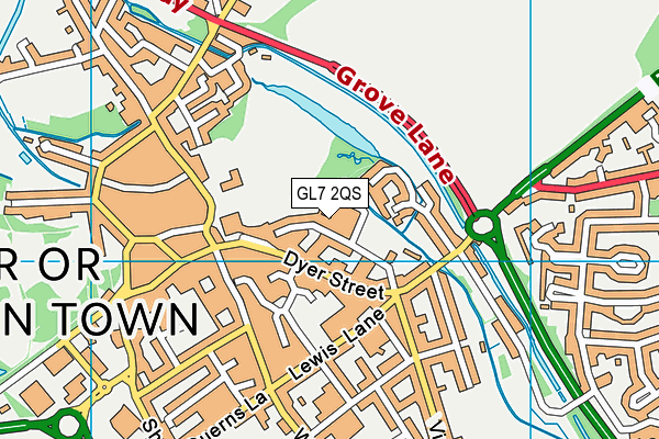 GL7 2QS map - OS VectorMap District (Ordnance Survey)