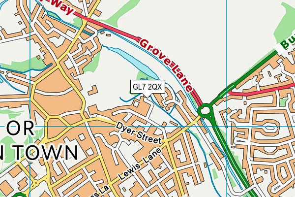 GL7 2QX map - OS VectorMap District (Ordnance Survey)