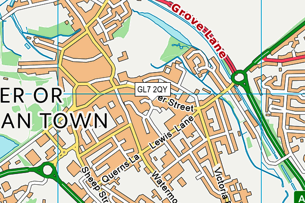 GL7 2QY map - OS VectorMap District (Ordnance Survey)