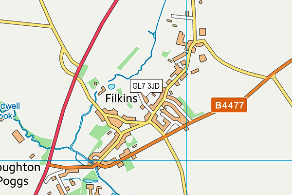 GL7 3JD map - OS VectorMap District (Ordnance Survey)