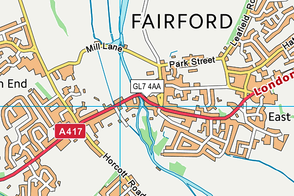 GL7 4AA map - OS VectorMap District (Ordnance Survey)