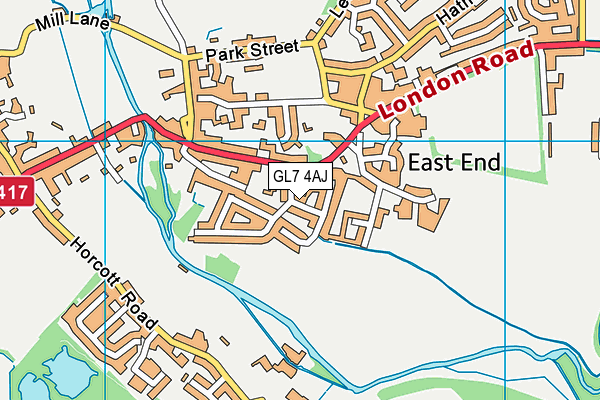 GL7 4AJ map - OS VectorMap District (Ordnance Survey)