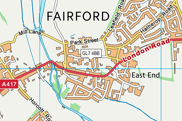 Fairford Tennis Club map (GL7 4BB) - OS VectorMap District (Ordnance Survey)