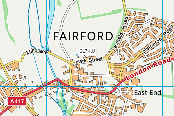 Fairford Cricket Club map (GL7 4JJ) - OS VectorMap District (Ordnance Survey)