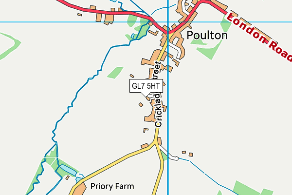 Poulton Cricket Club map (GL7 5HT) - OS VectorMap District (Ordnance Survey)