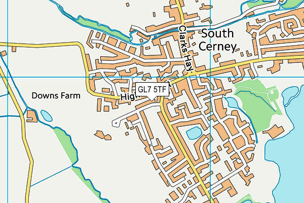 GL7 5TF map - OS VectorMap District (Ordnance Survey)