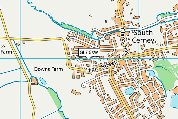 GL7 5XW map - OS VectorMap District (Ordnance Survey)